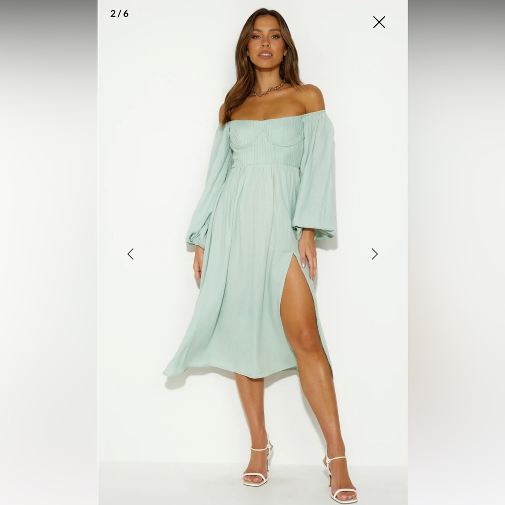 Hello Molly Mint Off-Shoulder Long Sleeve Dress size large